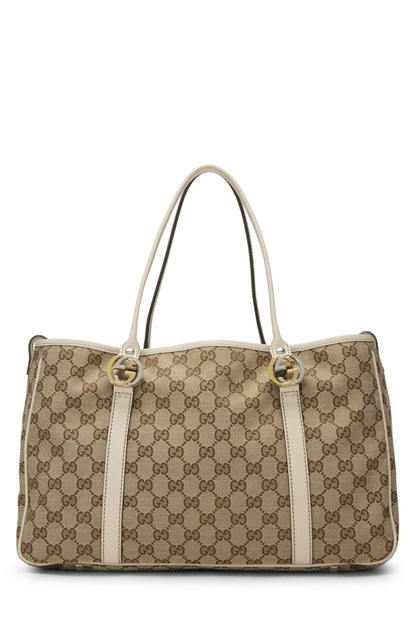 Gucci, Pre-Loved White Original GG Canvas Twins Tote, White