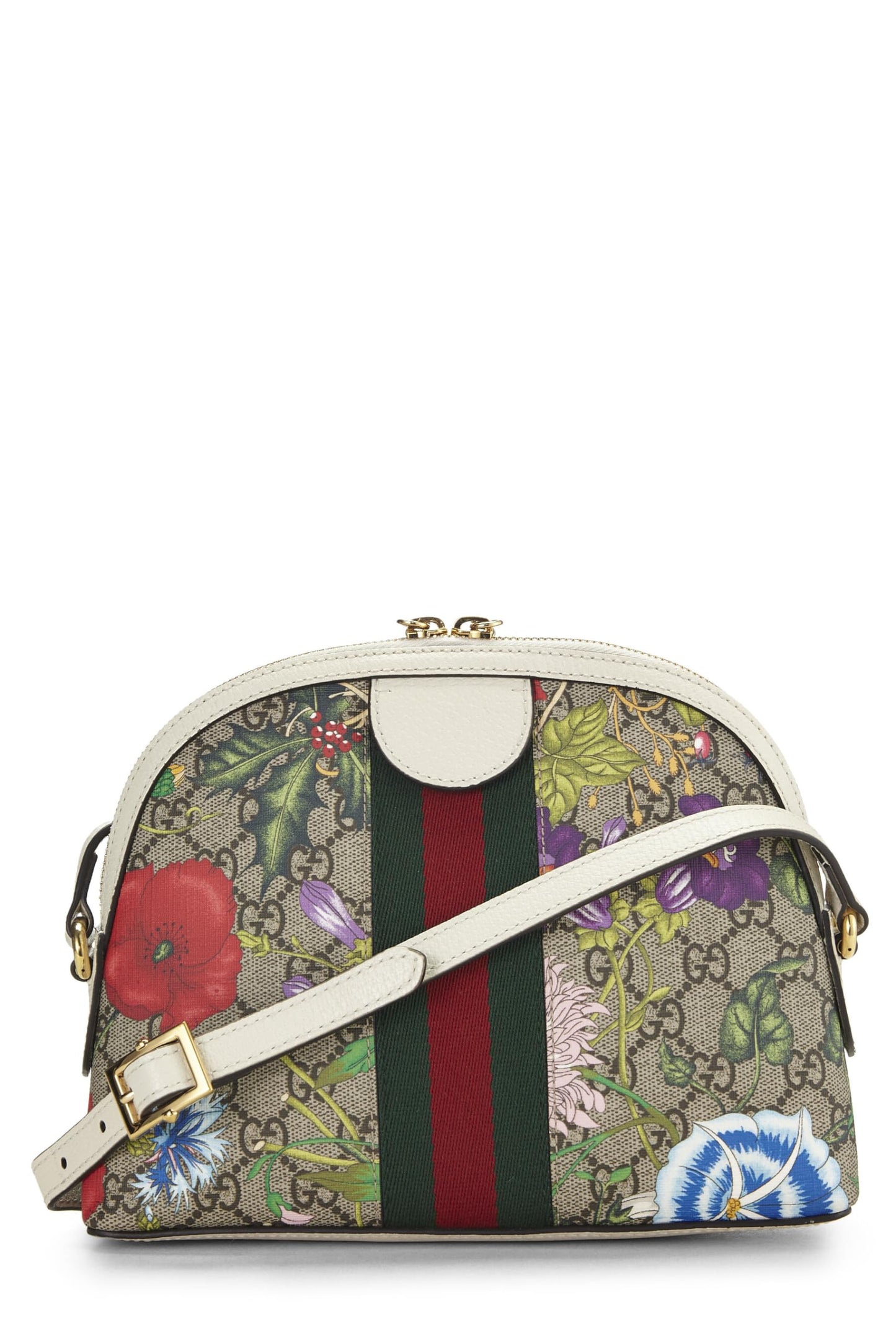 Gucci, Bolso de hombro pequeño con cúpula Ophidia de lona GG Supreme original Pre-Loved, Blanco