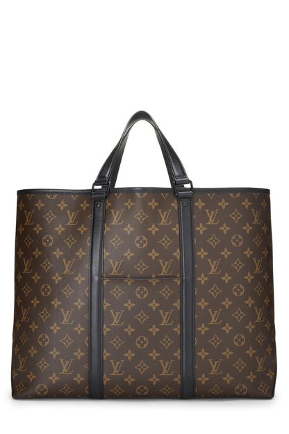 Louis Vuitton, sac fourre-tout Weekend GM en toile Macassar en toile Monogram noire d'occasion, noir