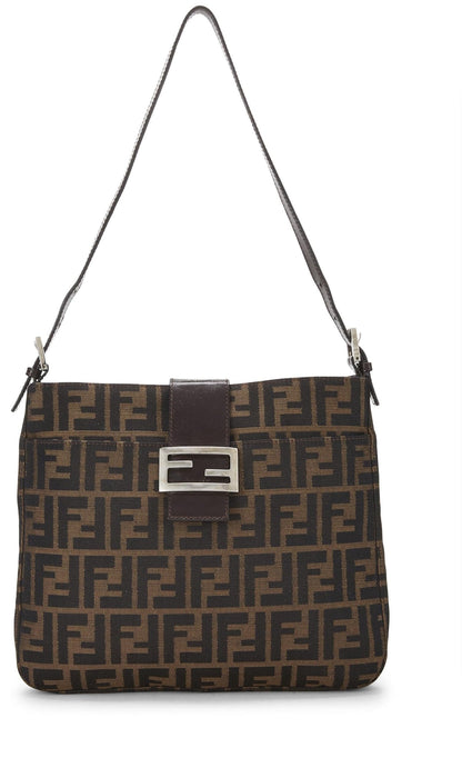 Fendi, Bolso de hombro de lona Zucca marrón Pre-Loved, Marrón