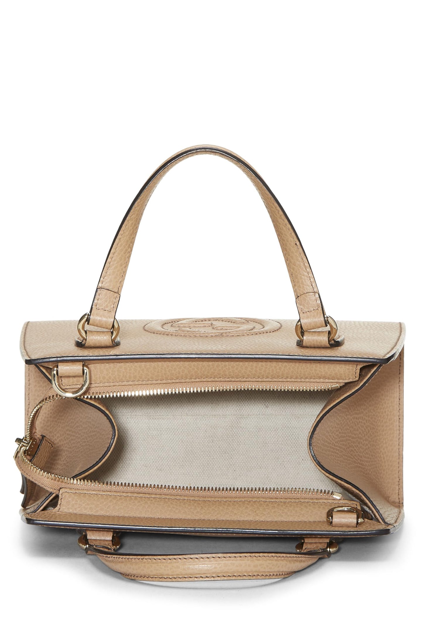 Gucci, sac à main Soho en cuir grainé beige d'occasion, beige