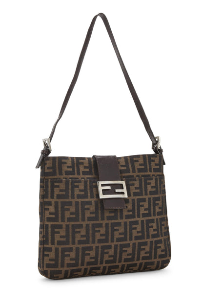 Fendi, sac à bandoulière en toile marron Zucca d'occasion, marron