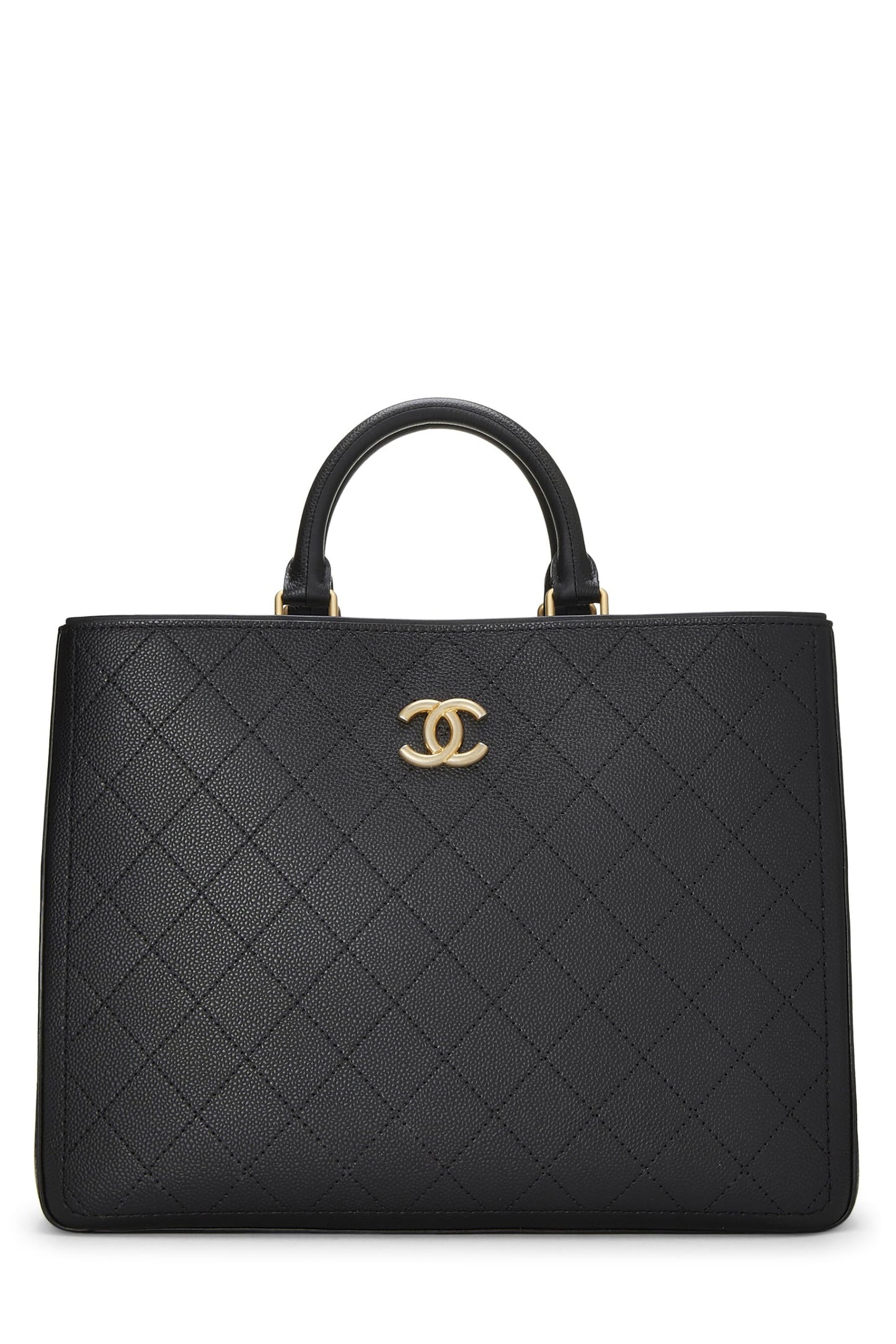 Chanel, grand sac cabas matelassé noir d'occasion, noir