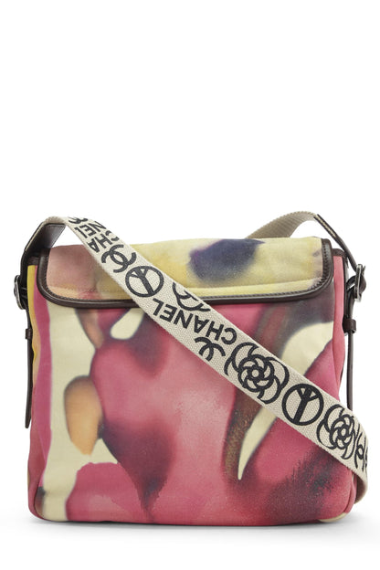 Chanel, sac messager Flower Power en daim multicolore d'occasion, multicolore