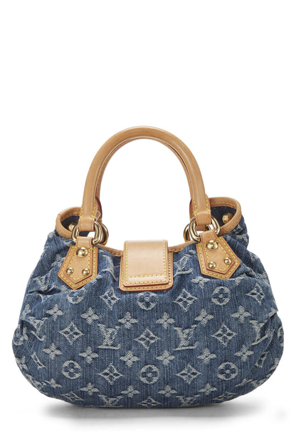 Louis Vuitton, sac à main en denim bleu monogrammé d'occasion, bleu