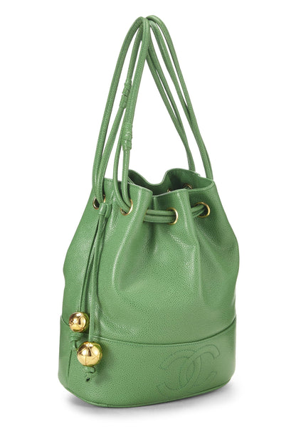 Chanel, sac seau Green Caviar 3 'CC' d'occasion, vert