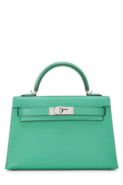 Hermès, Menthe Chèvre Mysore Kelly Sellier 20 NM d'occasion, Menthe