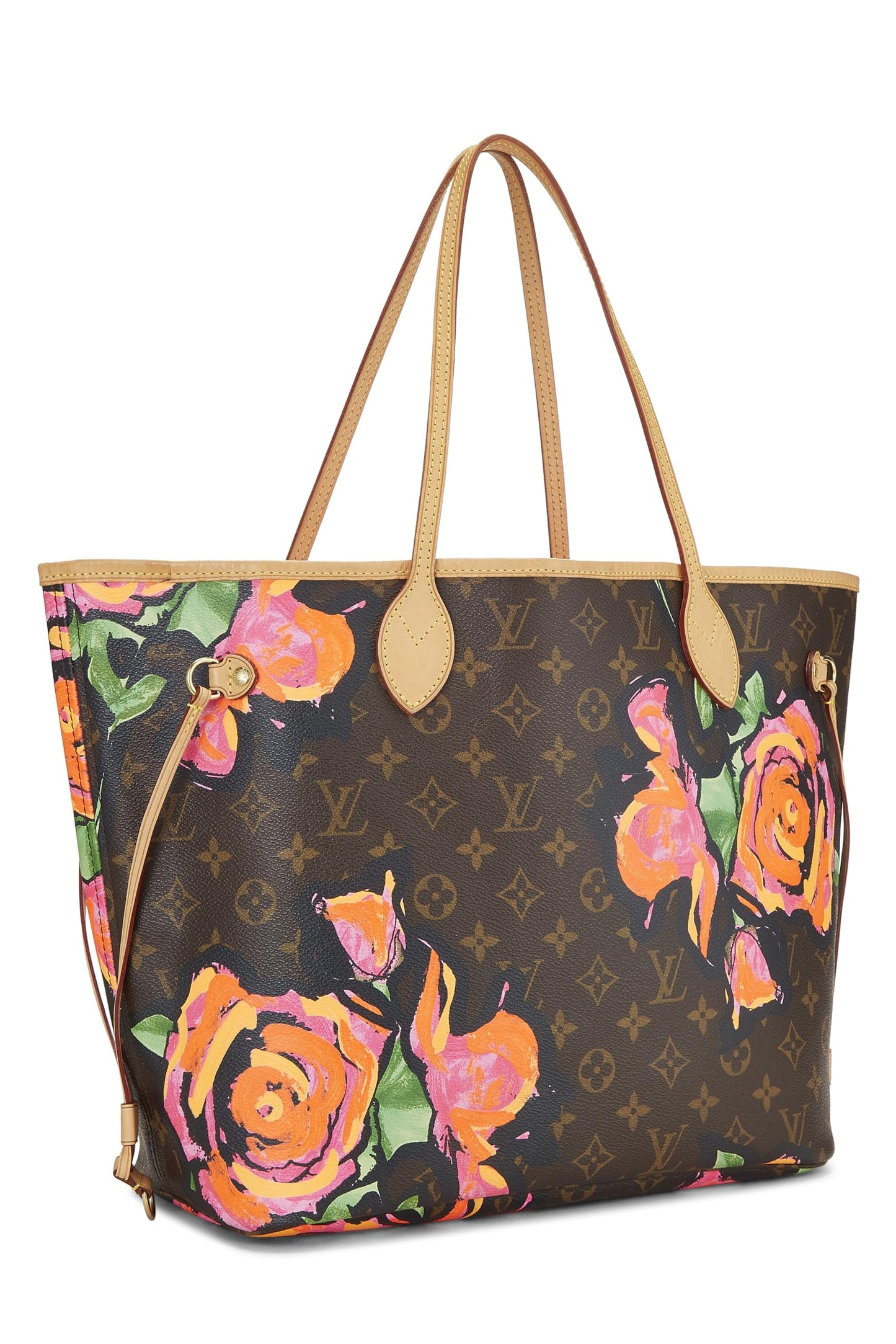 Louis Vuitton, Pre-Loved Stephen Sprouse x Louis Vuitton Monogram Canvas Roses Neverfull MM, Marrón