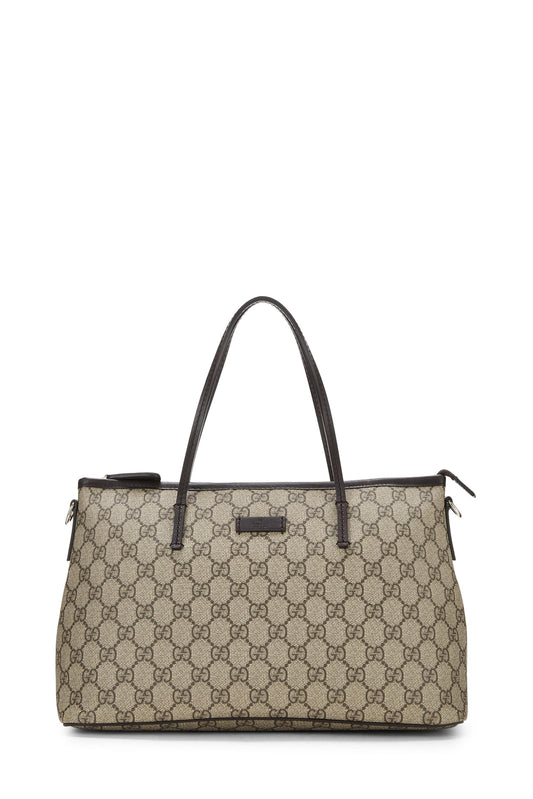 Gucci, sac fourre-tout zippé en toile GG Supreme d'origine d'occasion, marron