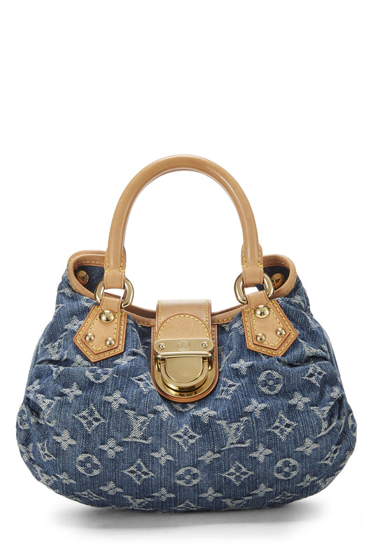 Louis Vuitton, sac à main en denim bleu monogrammé d'occasion, bleu