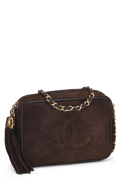 Chanel, Mini sac photo en daim marron d'occasion, marron