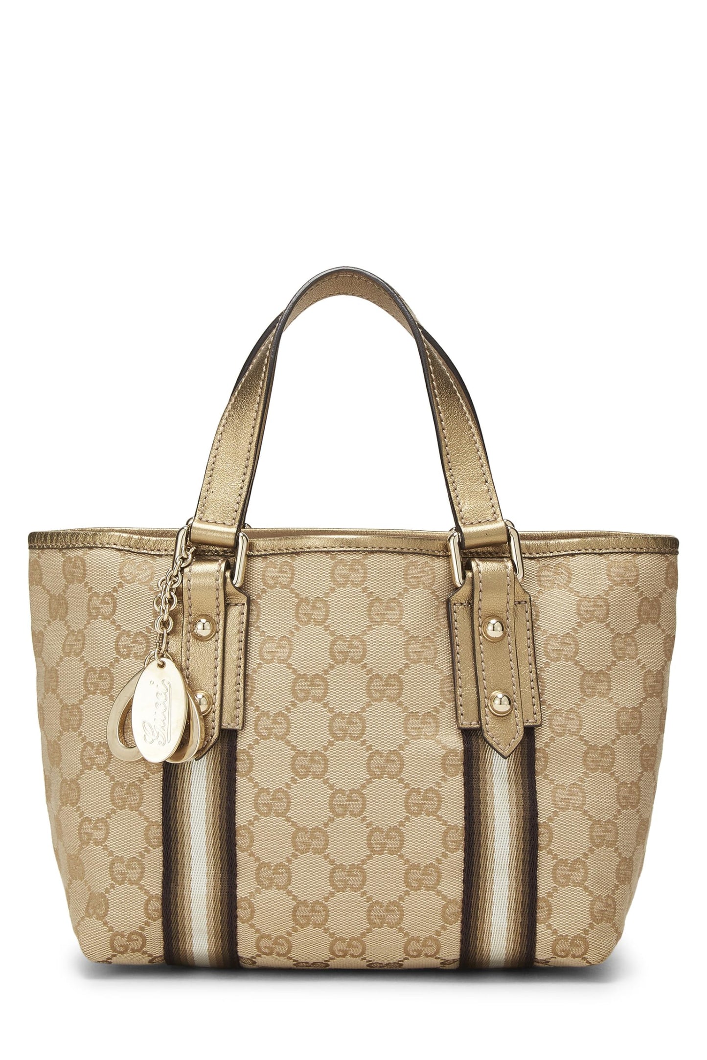 Gucci, Bolso tote Jolicoeur pequeño de lona con GG dorado Pre-Loved, Dorado