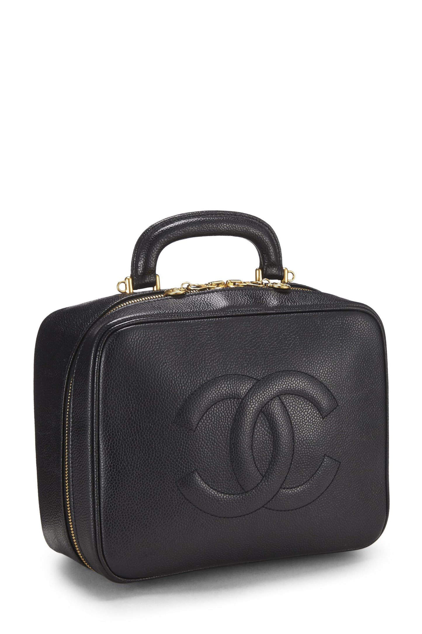 Chanel, Tocador para lonchera de caviar negro Pre-Loved, Negro