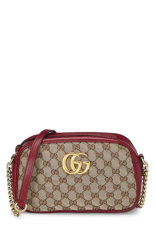 Gucci, sac à bandoulière Marmont en toile GG rouge d'occasion, petit modèle, rouge