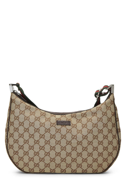 Gucci, sac messager en toile GG d'origine d'occasion, marron