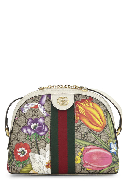 Gucci, Bolso de hombro pequeño con cúpula Ophidia de lona GG Supreme original Pre-Loved, Blanco