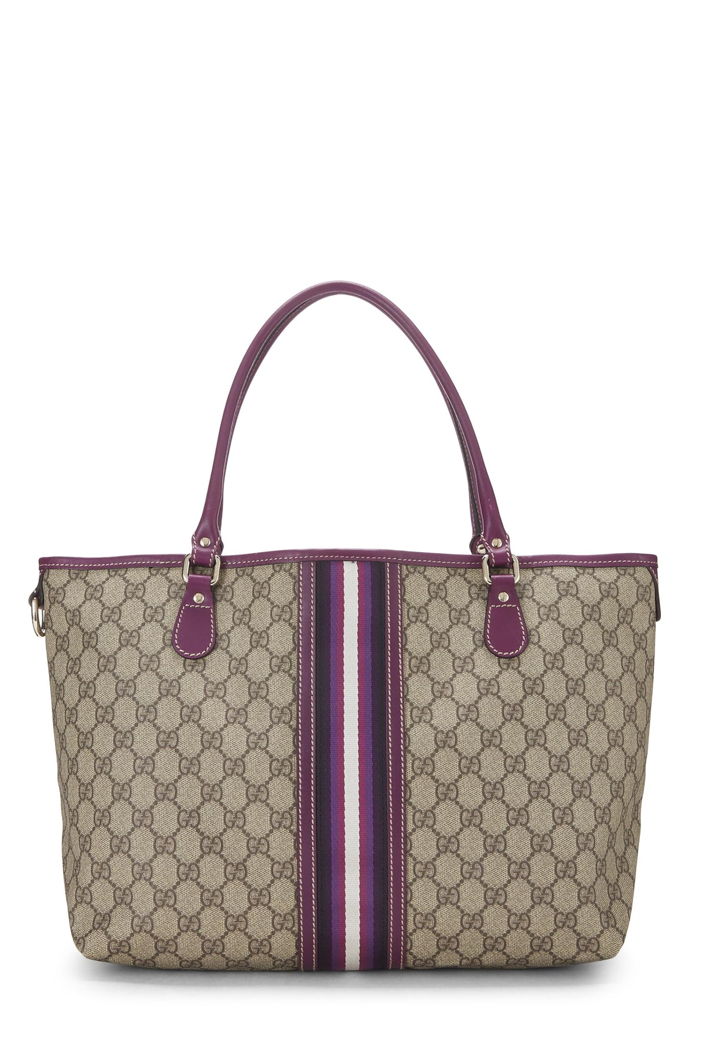 Gucci, Pre-Loved Purple Original GG Supreme Canvas Tote, Purple