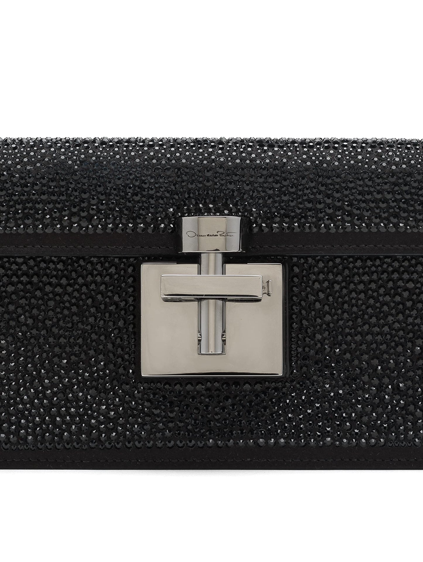 Oscar de la Renta, Pochette Alibi pavé de cristaux, Noir