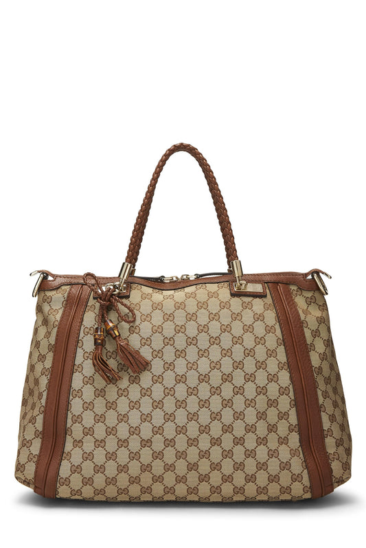 Gucci, sac fourre-tout Bella en toile GG d'origine d'occasion, marron