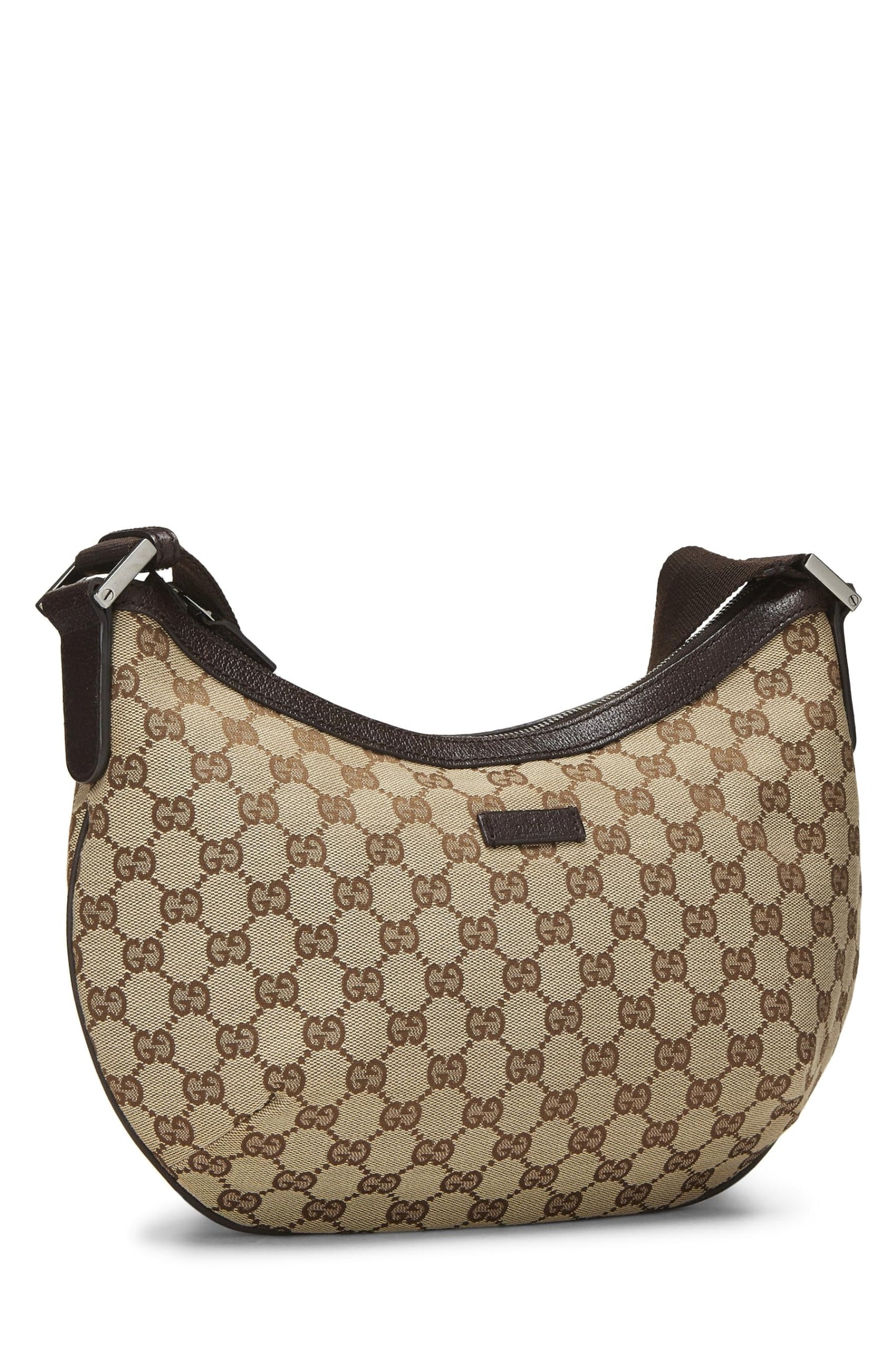 Gucci, sac messager rond en toile GG d'origine d'occasion, marron