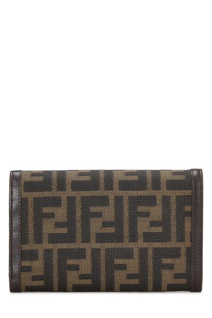 Fendi, portefeuille long en toile marron Zucca d'occasion, marron