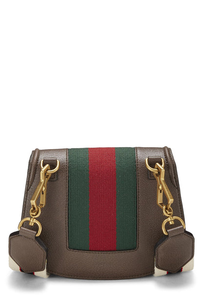 Gucci, sac à bandoulière Web Linea Totem en cuir marron d'occasion, petit modèle, marron