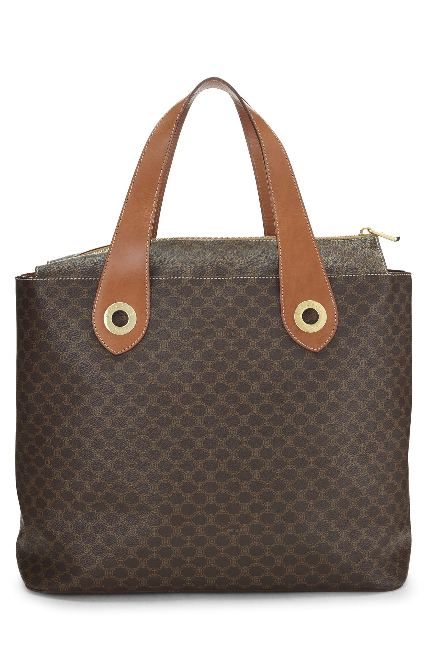 Céline, Pre-Loved Brown Coated Canvas Macadam Tote, Brown