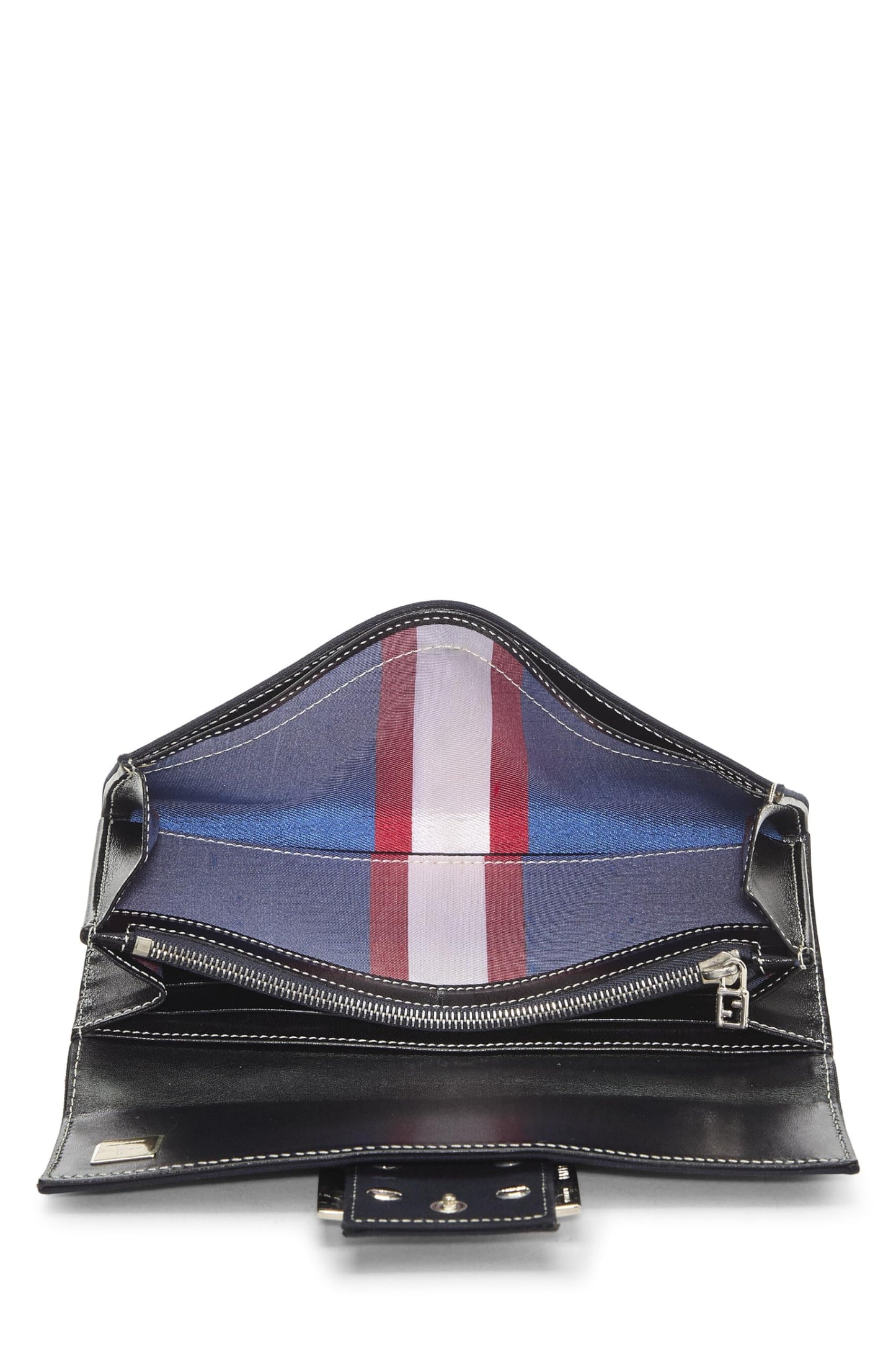 Fendi, portefeuille long en toile bleu marine d'occasion, bleu marine