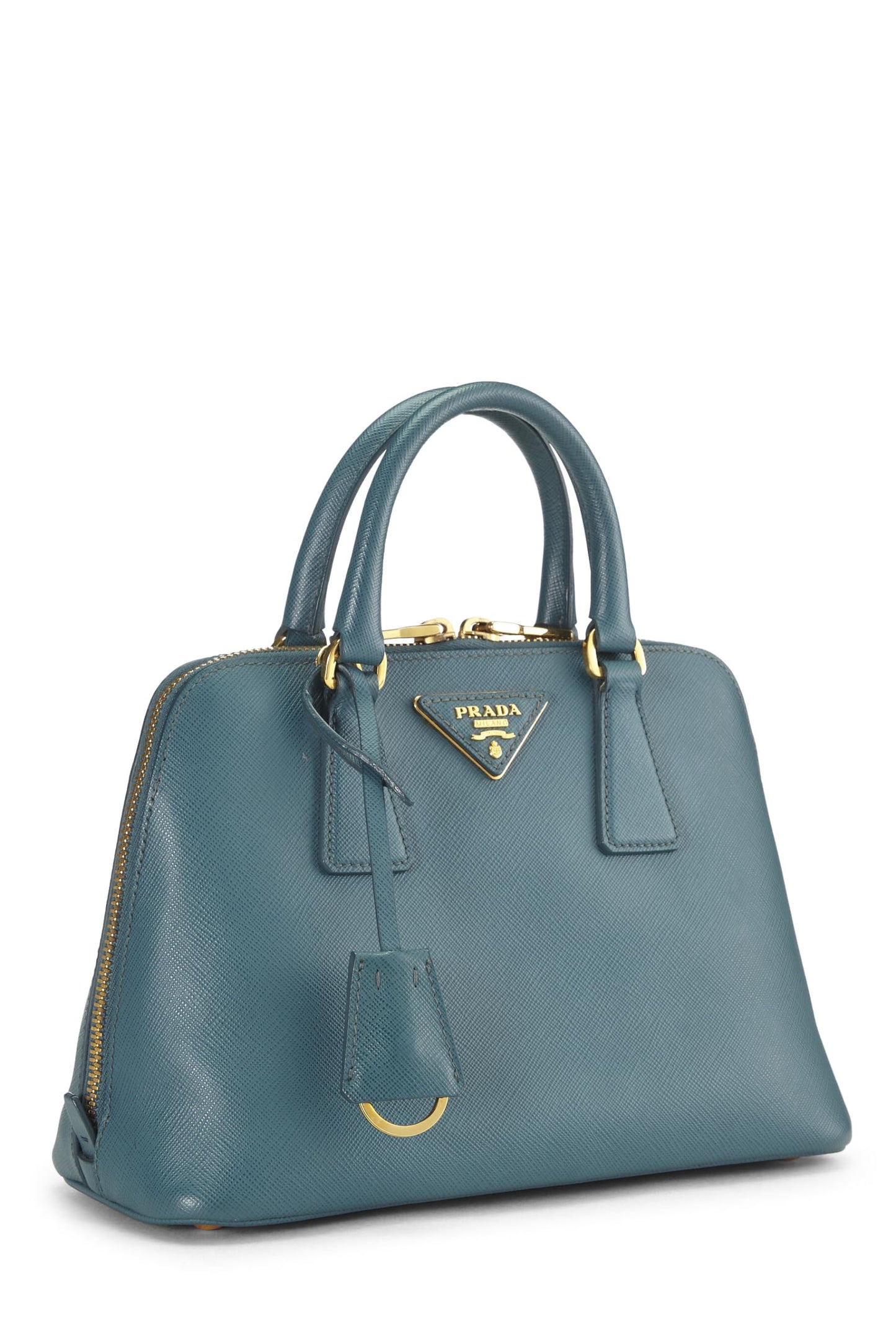 Prada, Promenade Small en saffiano bleu d'occasion, bleu