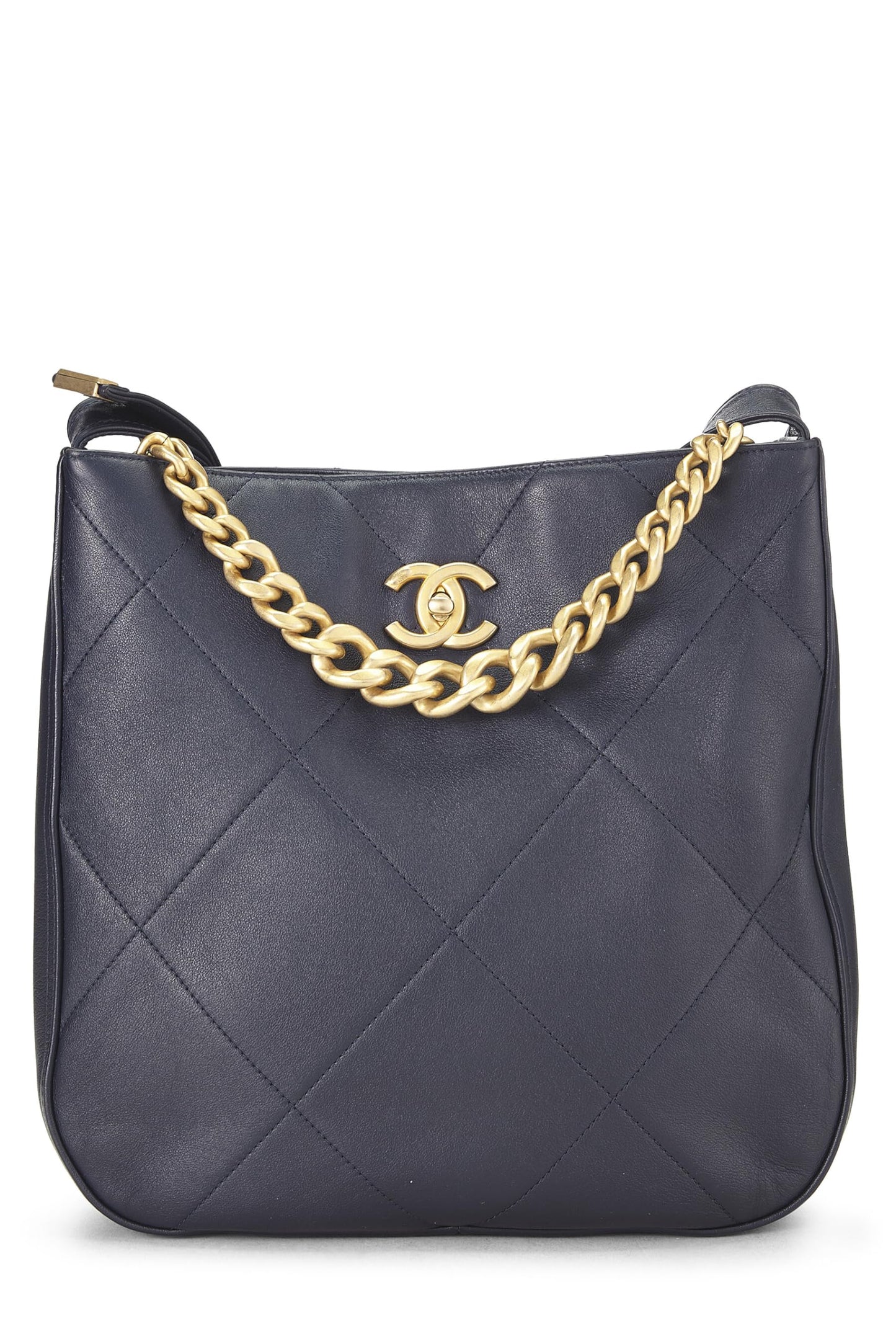 Chanel, Pre-Loved Navy Calfskin Stitched Easy Mood Hobo, Navy