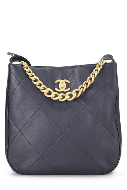 Chanel, sac hobo Easy Mood en cuir de veau bleu marine d'occasion, bleu marine