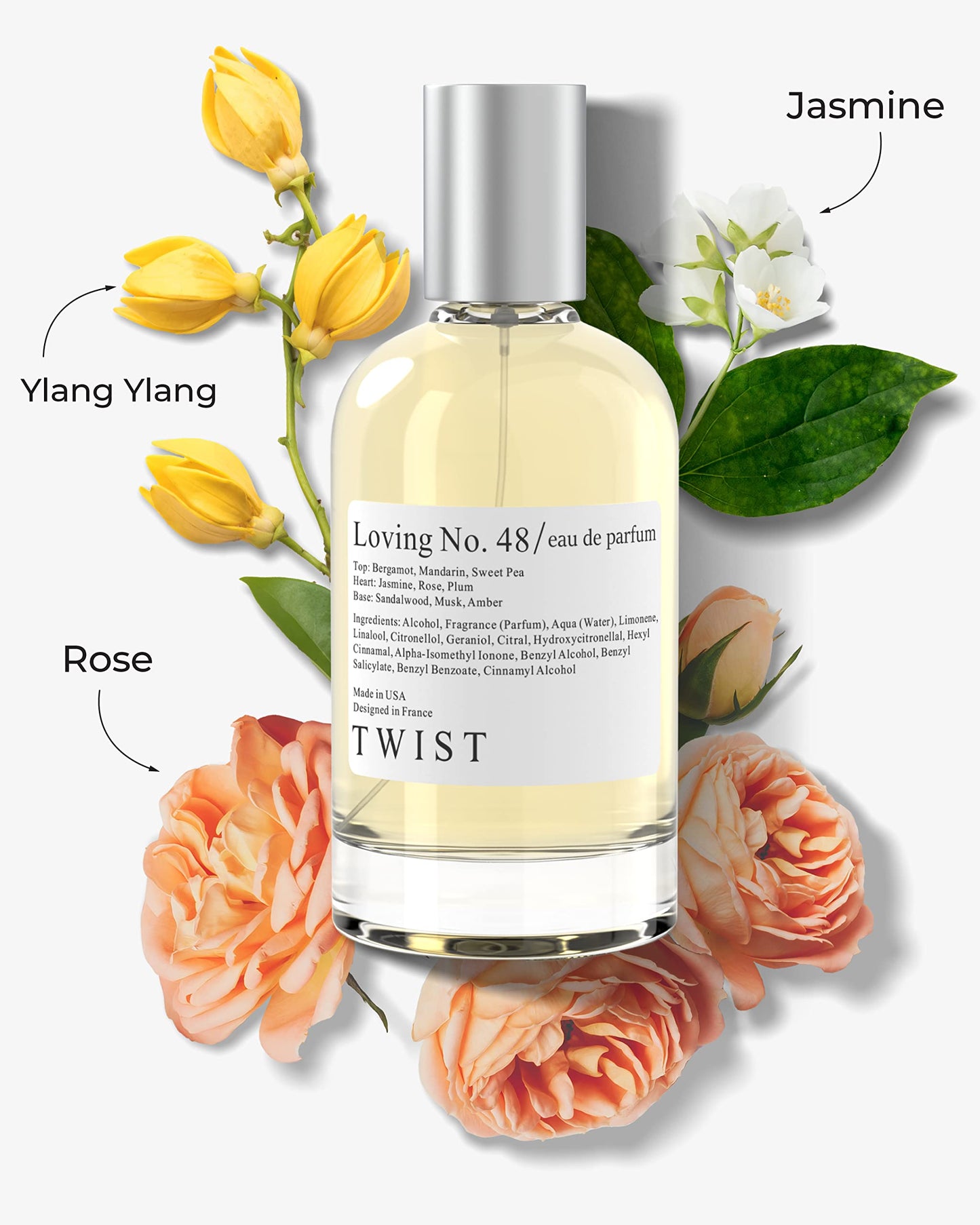 Twist Loving No. 48 - Eau De Parfum Inspirado en Dio. J'adore, Perfume de Larga Duración para Mujeres, Sin Parabenos, Vegano, Ingredientes Limpios, Fragancia - Spray 100 ml | 3.4 fl. oz.