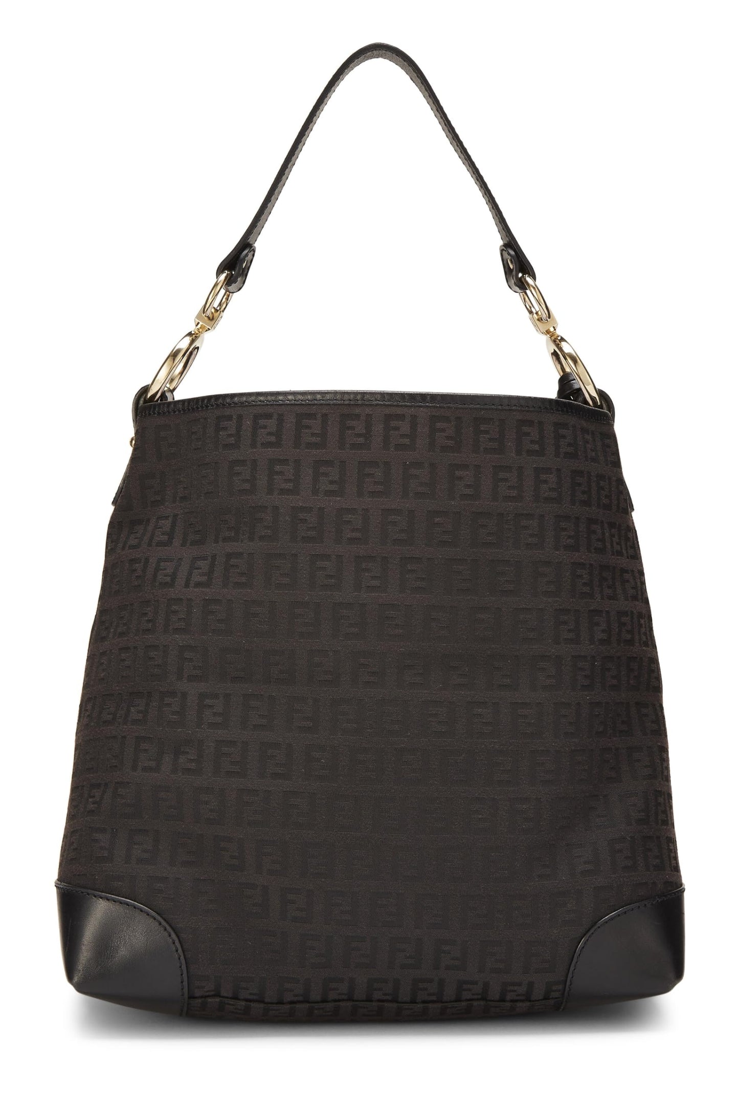 Fendi, sac hobo en toile Zucchino noir d'occasion, noir