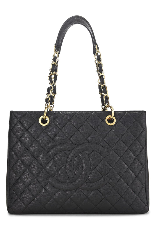 Chanel, Pre-Loved Black Quilted Caviar Grand Shopping Tote (GST), Black