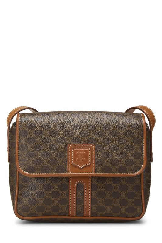 Céline, Pre-Loved Brown Coated Canvas Macadam Crossbody, Brown