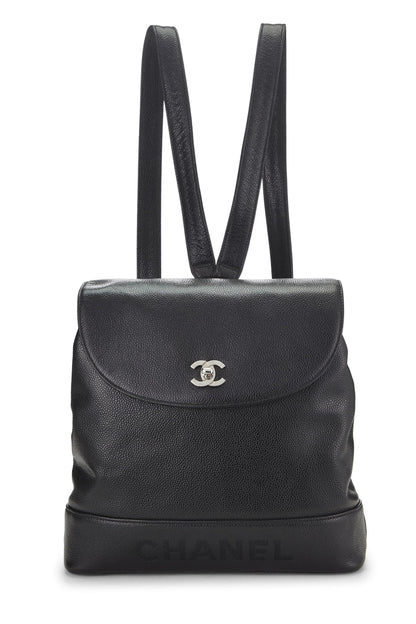 Chanel, sac à dos Black Caviar 'CC' d'occasion, noir