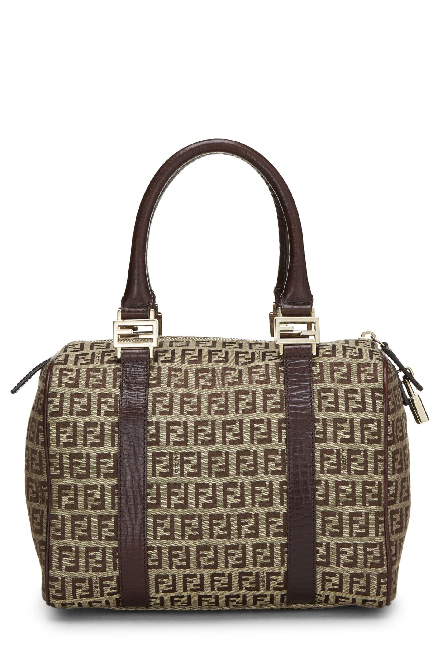 Fendi, Boston en toile enduite marron zucchino d'occasion, marron