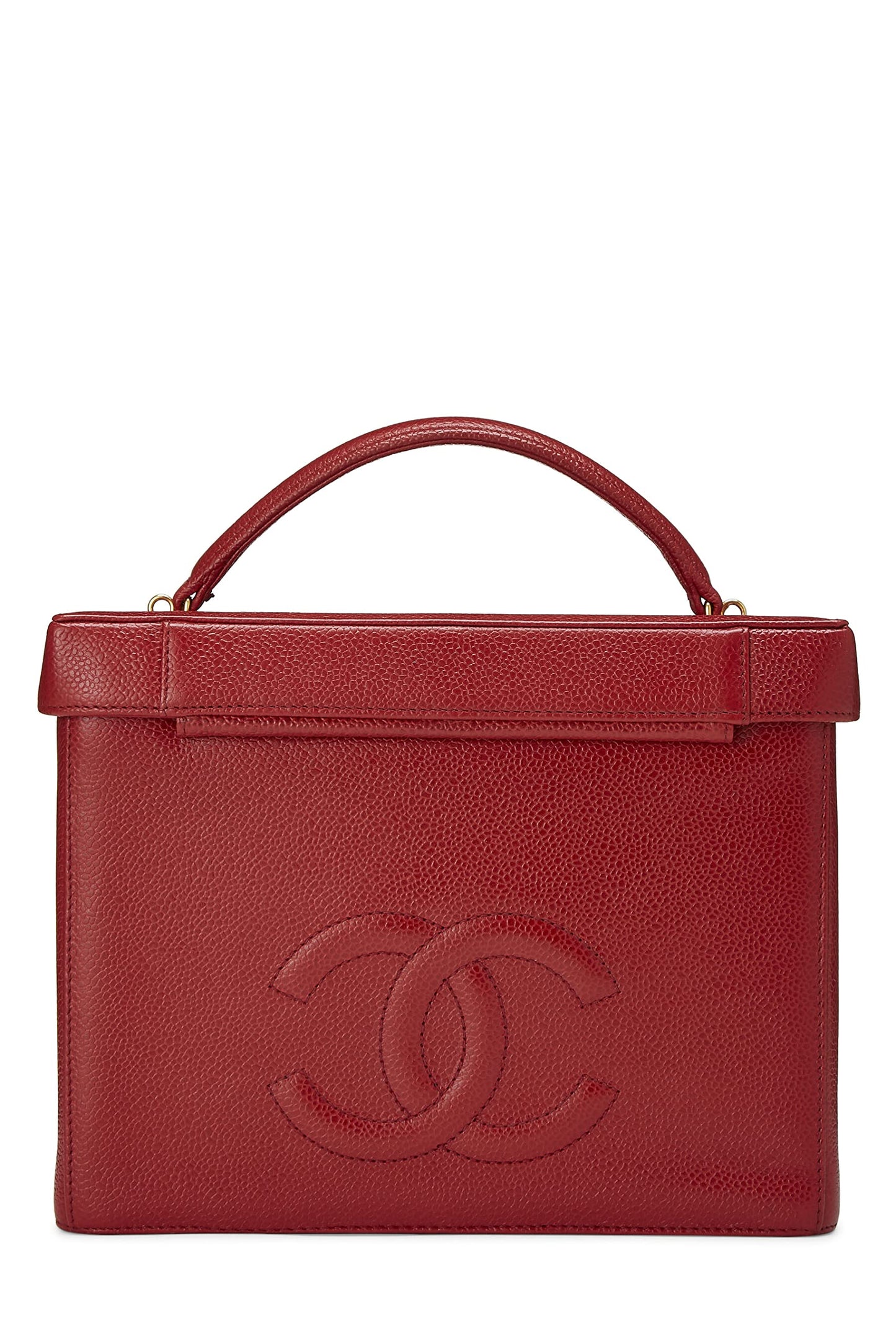 Chanel, Tocador grande Pre-Loved Red Caviar Circle 'CC', Rojo