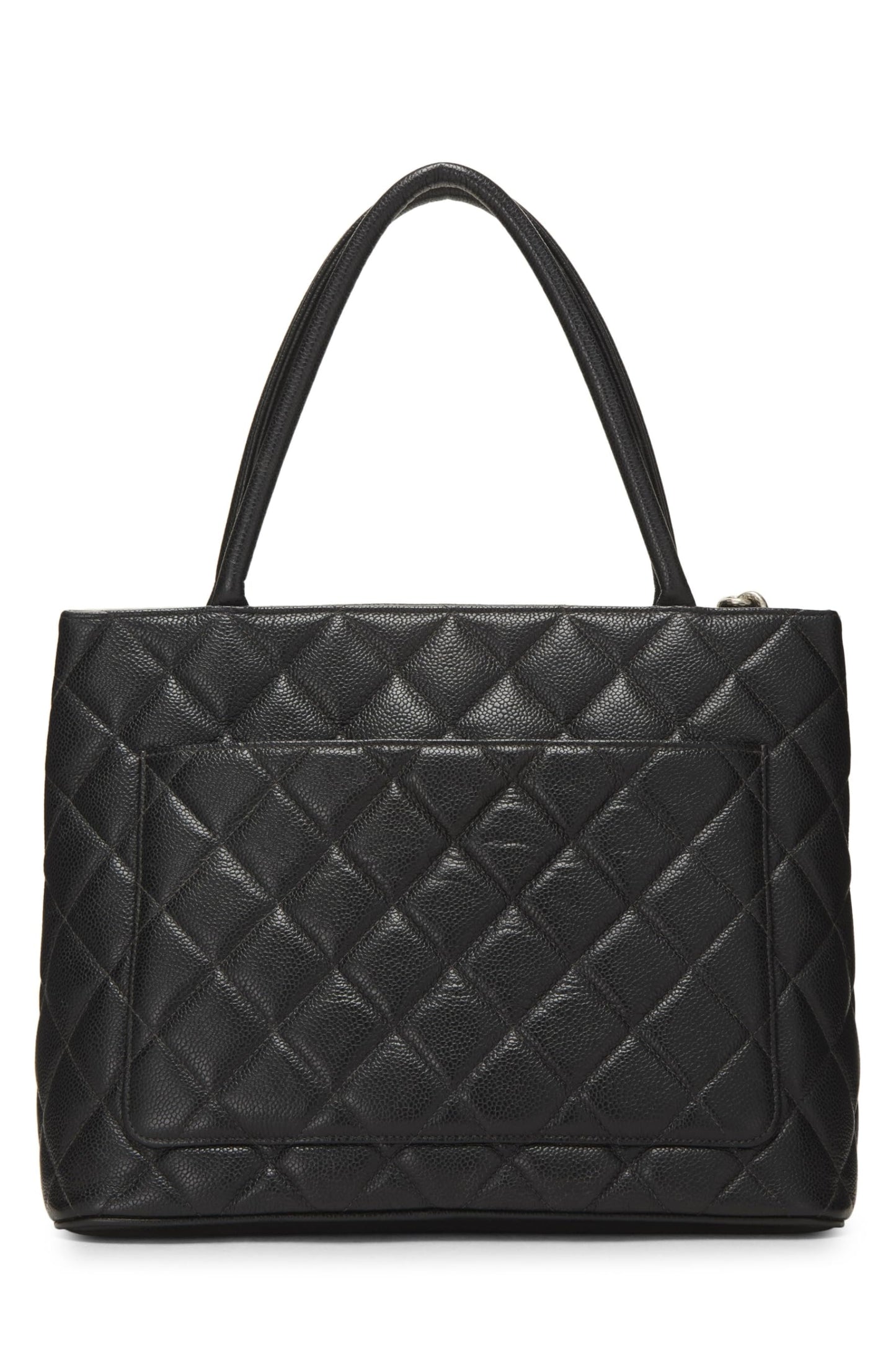 Chanel, Pre-Loved Black Quilted Caviar Medallion Tote, Black