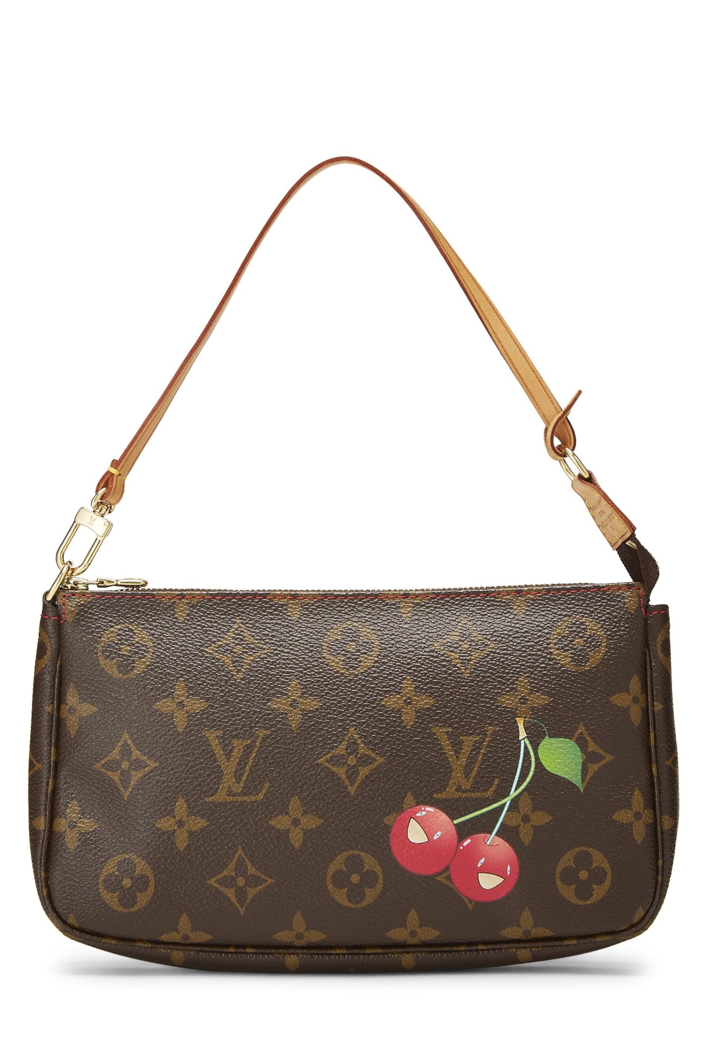 Louis Vuitton, Pre-Loved Takashi Murakami x Louis Vuitton Monogram Cerise Pochette Accessories, Brown