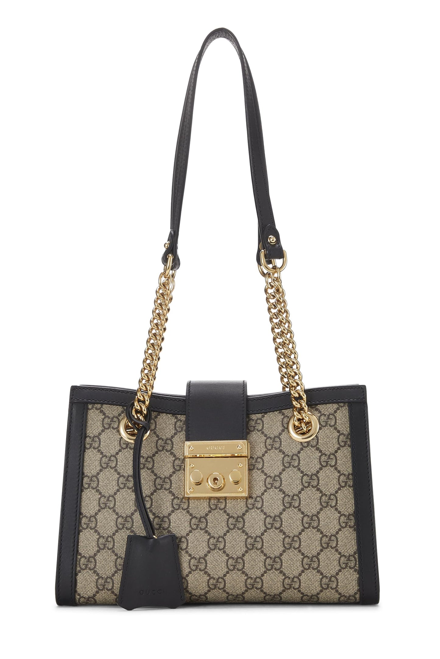 Gucci, Bolso tote pequeño con candado de lona GG Supreme Original negro Pre-Loved, Negro