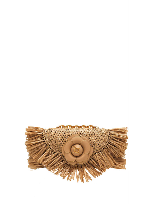 Oscar de la Renta, Raffia Fringe TRO Bag, Natural