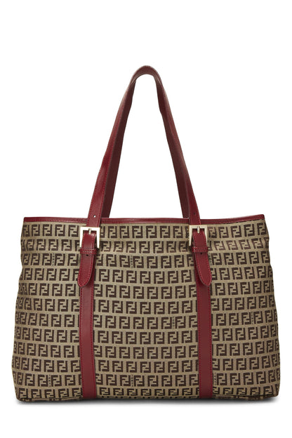 Fendi, Pre-Loved Red Zucchino Canvas Tote, Red