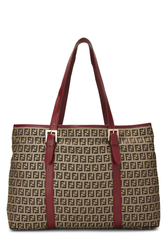 Fendi, sac fourre-tout en toile Zucchino rouge d'occasion, rouge