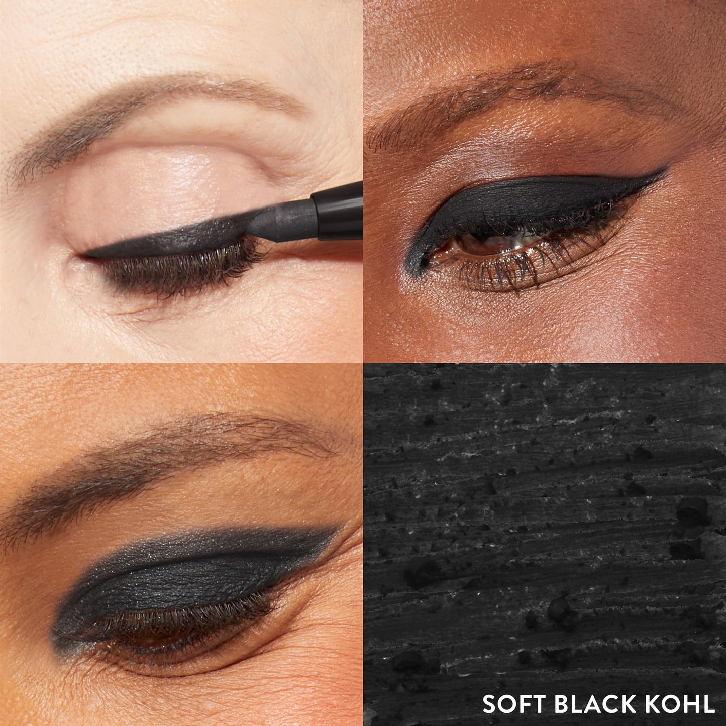 LAURA GELLER Marble Eyes Multidimensional Eyeliner Pencil, Black Diamonds + Kajal Longwear Kohl Eyeliner, Soft Black