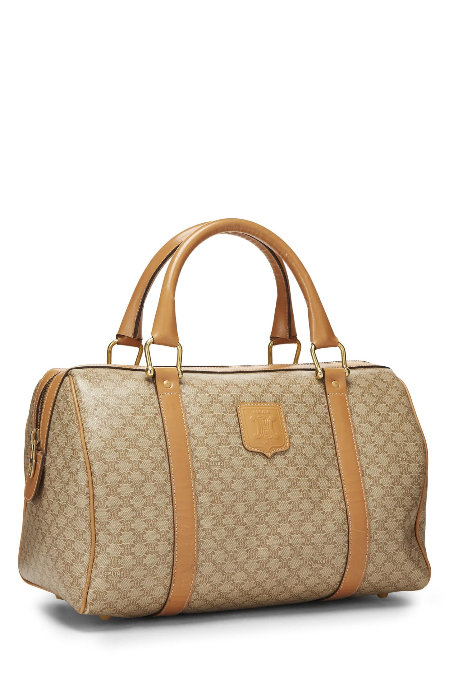 Céline, sac à main en toile enduite beige Macadam d'occasion, beige