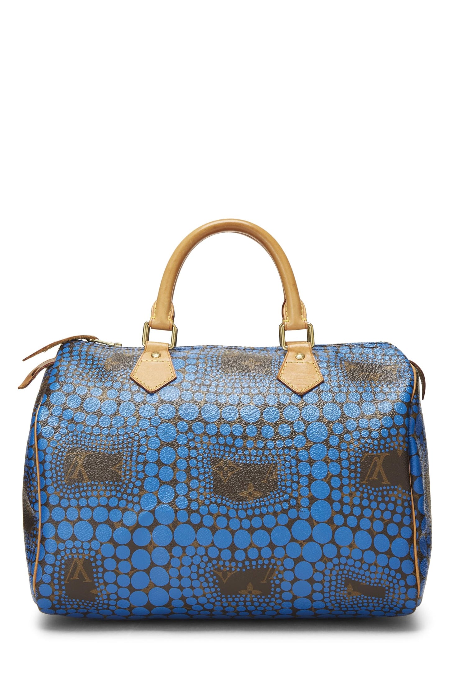 Louis Vuitton, Yayoi Kusama x Louis Vuitton, sac Infinity Speedy 30 à pois bleus Monogrammés d'occasion, bleu