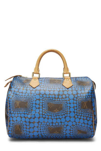 Louis Vuitton, Pre-Loved Yayoi Kusama x Louis Vuitton Blue Monogram Dots Infinity Speedy 30, Azul