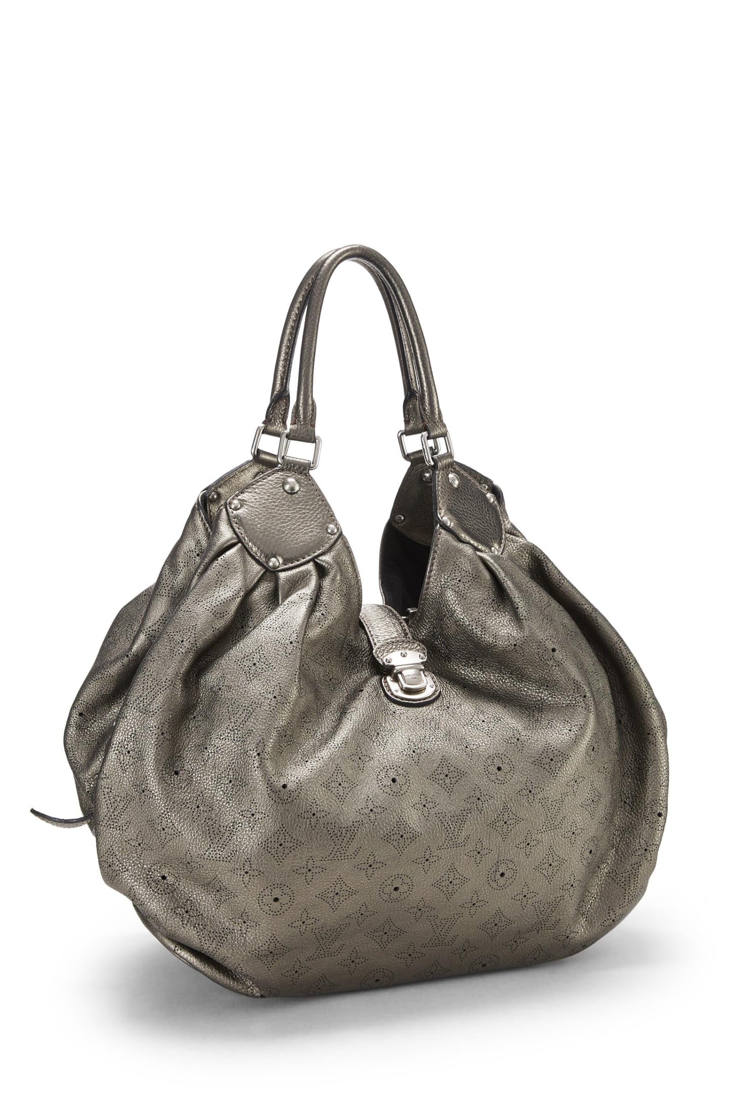 Louis Vuitton, Mahina XL de cuero con monograma plateado metalizado Pre-Loved, Plata