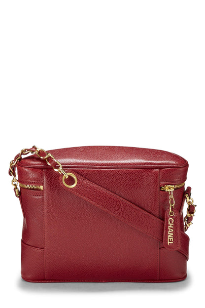 Chanel, Bolsa para binoculares Red Caviar 3 'CC' Pre-Loved, mediana, roja